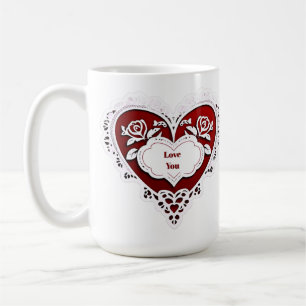 Mug Carte à cœur en dentelle délicate