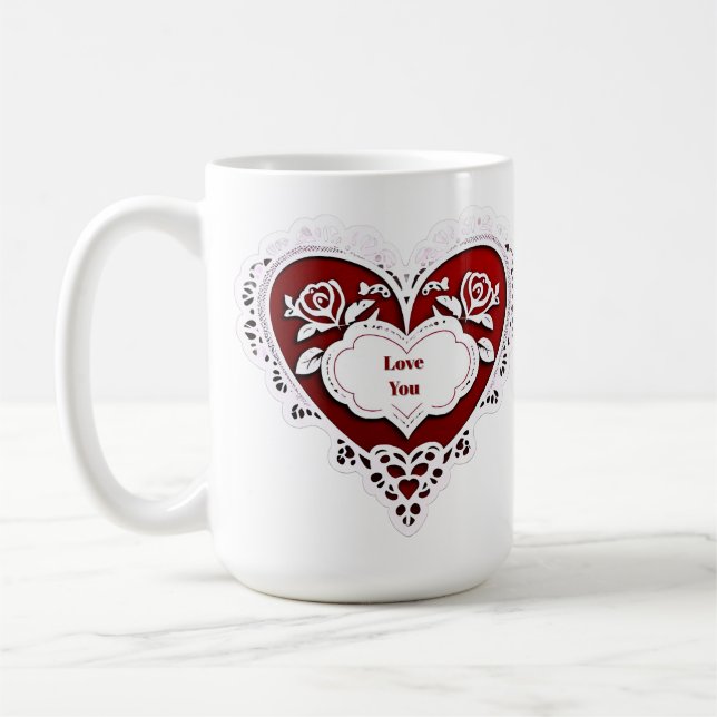Mug Carte à cœur en dentelle délicate (Gauche)