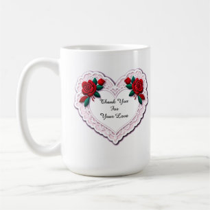 Mug Carte à motif de cœur en dentelle délicate