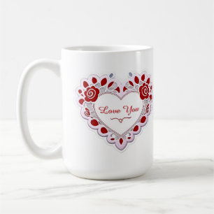 Mug Carte à motif de cœur en dentelle délicate