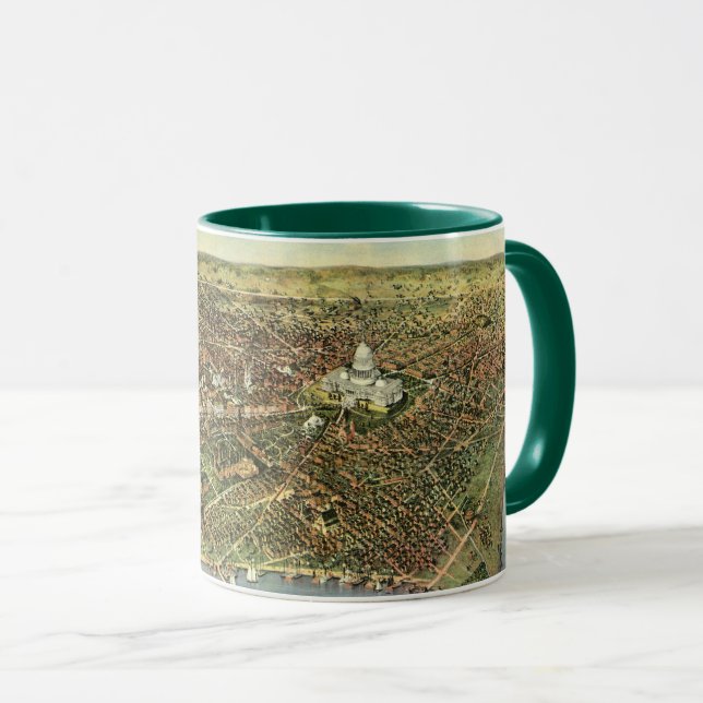 Mug Carte ancienne avec vue panoramique sur Washington (Devant droit)