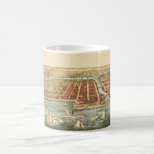 Mug Carte ancienne de Chicago, rue LaSalle et rivière