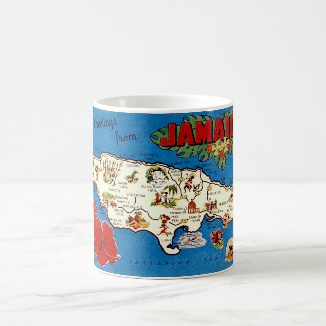Mug Carte ancienne de Jamaïque (Centre)