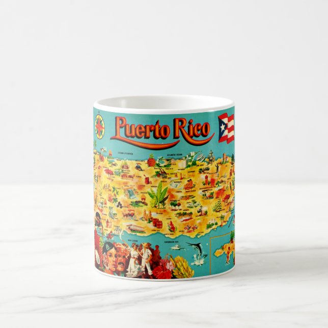 Mug Carte ancienne de Porto Rico  (Centre)
