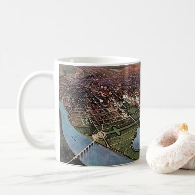 Mug Carte ancienne de Washington DC et de la rivière P (Avec donut)
