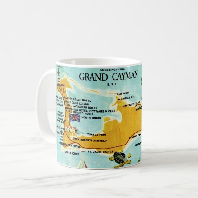 Mug Carte ancienne des îles Grand Cayman (Devant gauche)