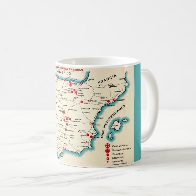 Mug Carte Ancienne d'Espagne (Devant droit)