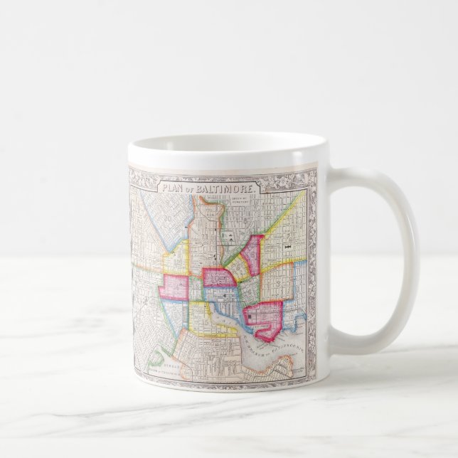 Mug Carte ancienne du centre-ville de Baltimore (1860) (Droite)