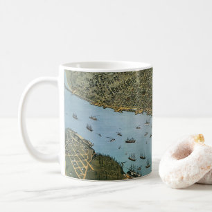 Mug Carte ancienne vue aérienne Ville de Seattle Washi