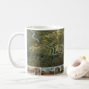 Mug Carte antique de Houston, Texas avec la rivière Bu