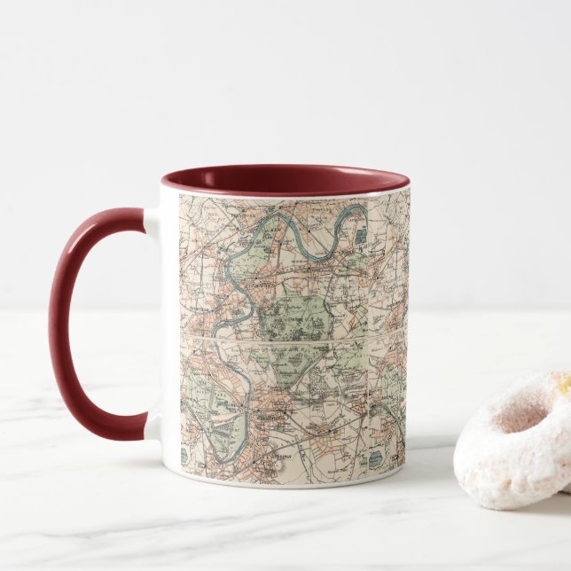 Mug Carte antique Londres Thames (Avec donut)