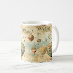 Mug Carte Antique Montgolfière Sépia