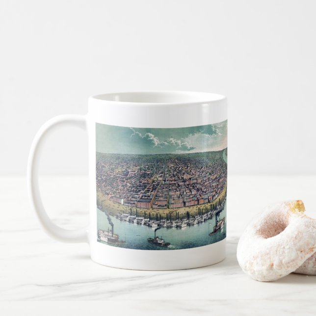 Mug Carte antique Saint Louis Missouri Mississippi (Avec donut)