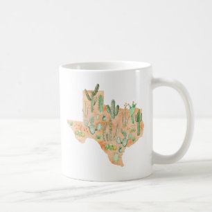 Mug Carte aquarelle des cactus succulents du Texas
