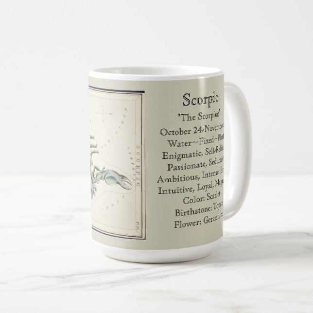 Mug Carte astronomique antique du zodiaque Scorpion (Devant droit)