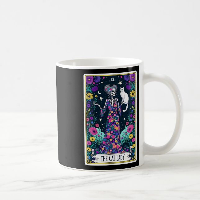 Mug Carte Cat Lady Tarot Halloween Skeleton Skul Oc (Droite)