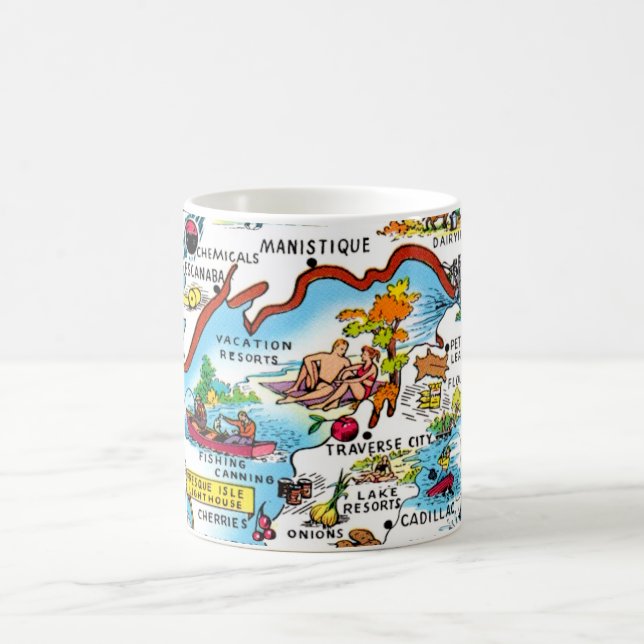 Mug Carte colorée du Michigan (Centre)