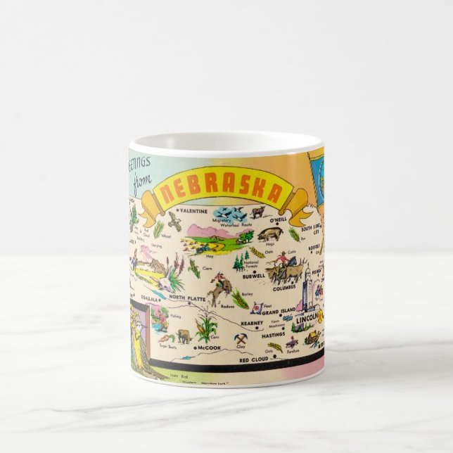 Mug Carte colorée du Nebraska (Centre)