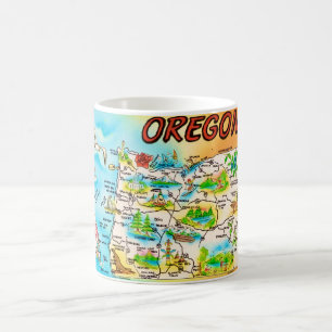 Mug Carte colorée vintage de l'Oregon