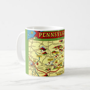 Mug Carte colorée vintage de Pennsylvanie