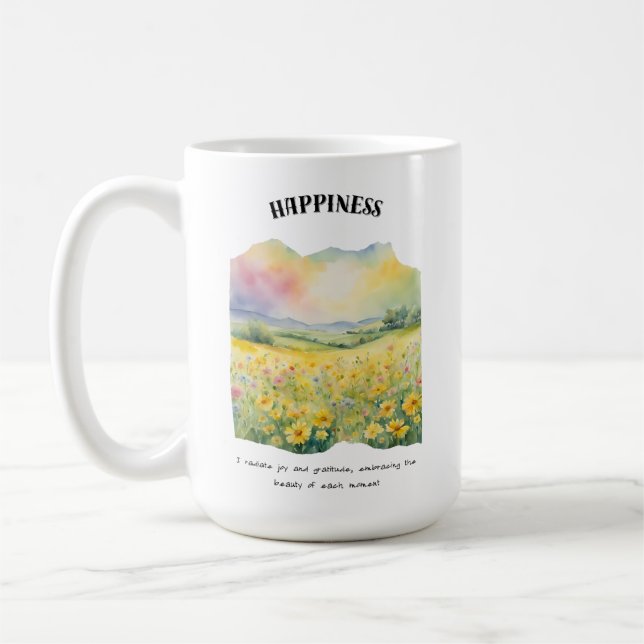 Mug Carte d'affirmation positive du bonheur (Gauche)