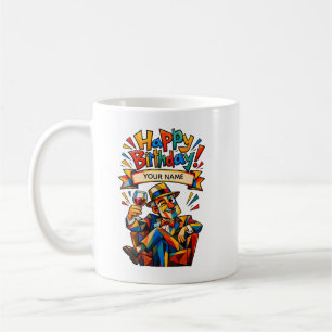 Mug Carte d'anniversaire cubiste personnalisée pour ho