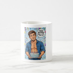 Mug carte d'anniversaire homme musclé sexy
