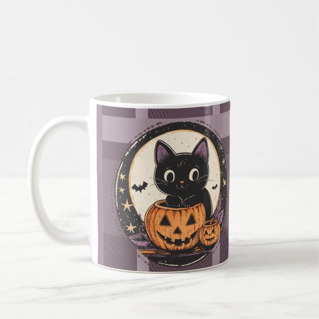 Mug Carte d'automne de chat mignon Halloween (Gauche)
