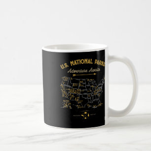 Mug Carte de 63 parcs nationaux américains rétro vinta