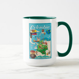 Mug Carte de bande dessinée de la Colombie