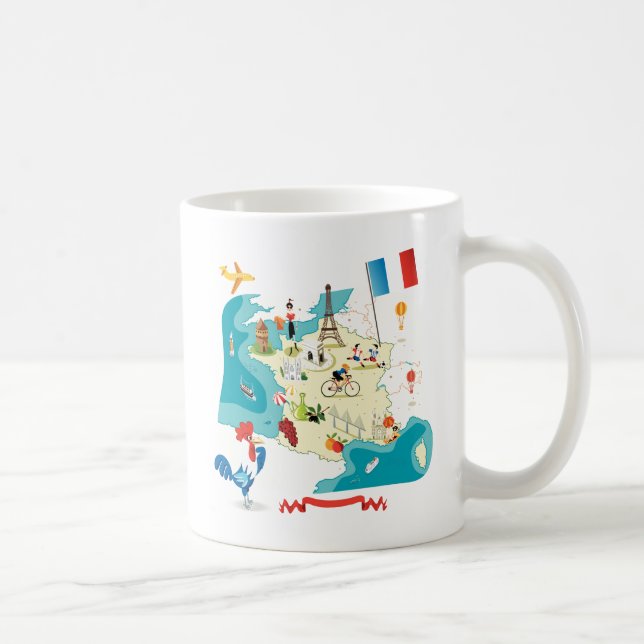 Mug Carte de bande dessinée de la France (Droite)