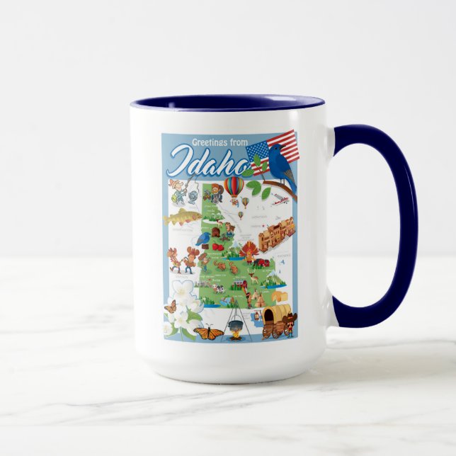 Mug Carte de bande dessinée de l'Idaho (Droite)