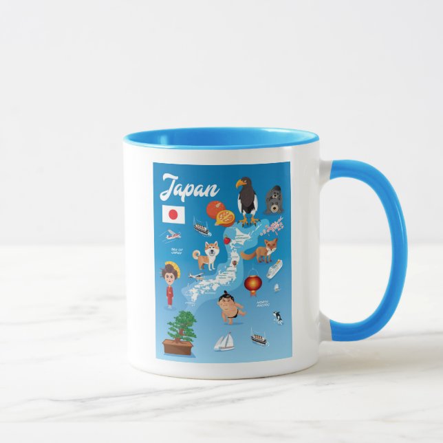 Mug Carte de bande dessinée d'enfants du Japon (Droite)
