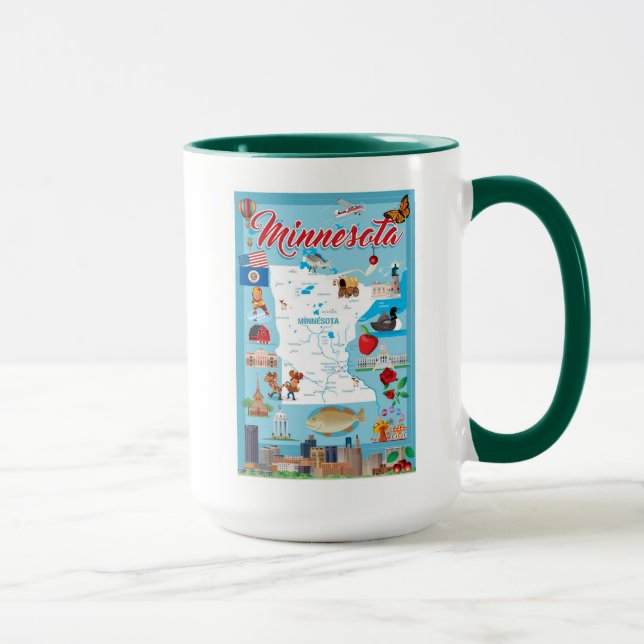 Mug Carte de bande dessinée du Minnesota (Droite)