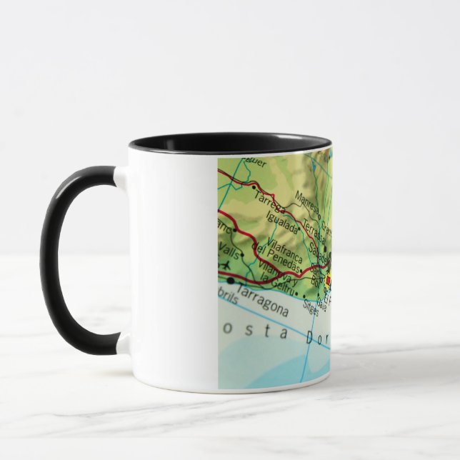 Mug Carte de Barcelone, Espagne (Gauche)