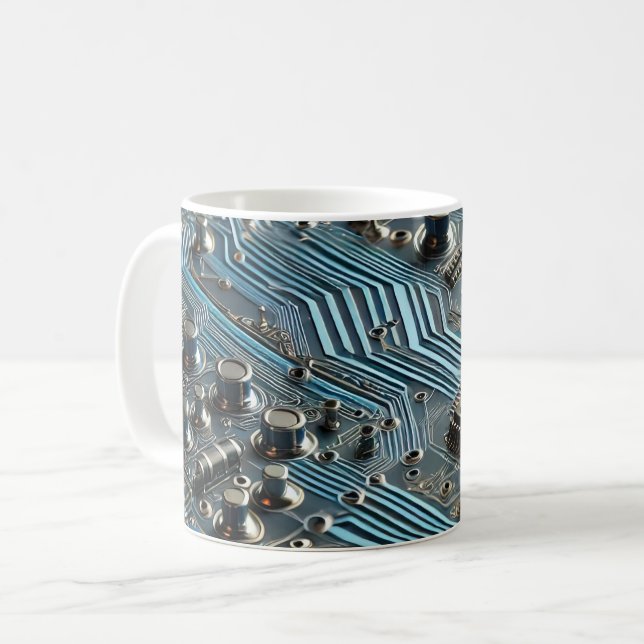 Mug Carte de circuit imprimé bleue (Devant gauche)