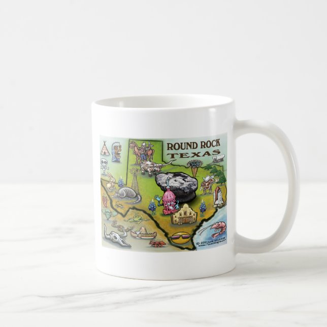 Mug Carte de dessin de Round Rock Texas (Droite)