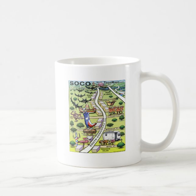 Mug Carte de dessin de South Congress Ave ATX (Droite)