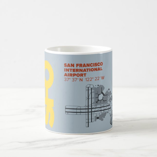 Mug Carte de diagramme de l'aéroport de San Francisco (Centre)
