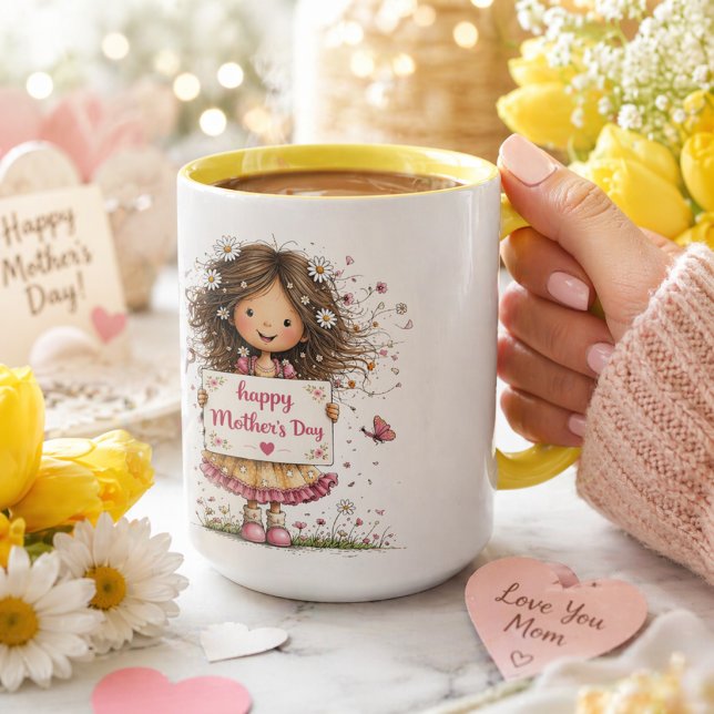 Mug Carte de fête des mères avec illustration d'enfant (Créateur téléchargé)