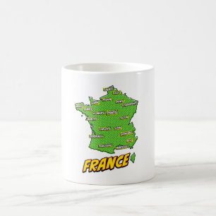 Mug Carte de France illustrée dans le style Pop Art