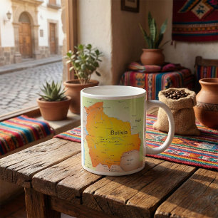Mug Carte de la Bolivie avec les villes et les frontiè