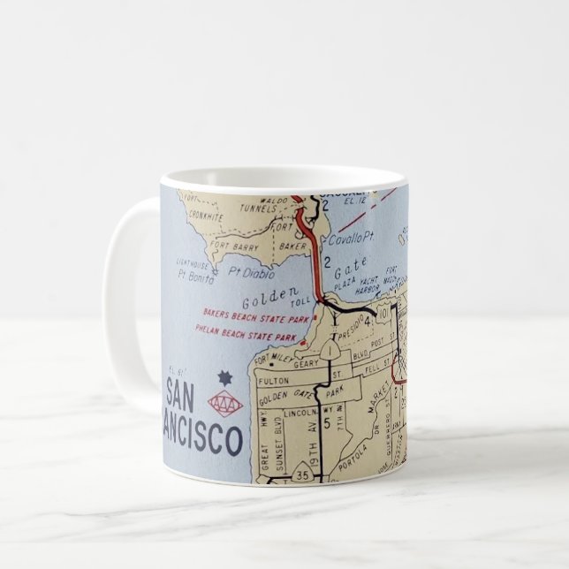 Mug Carte de la région de San Francisco  (Devant gauche)