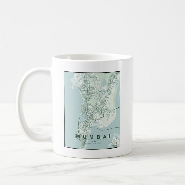 Mug Carte de la ville de Mumbai en Inde Design minimal (Gauche)
