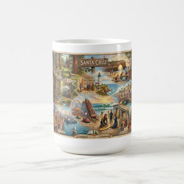 Mug Carte de l'ambiance de Santa Cruz – Impression d'a (Centre)