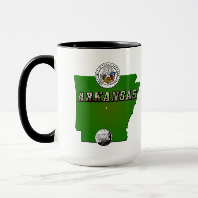 Mug Carte de l'Arkansas, sceau et quartier des Faux (Gauche)