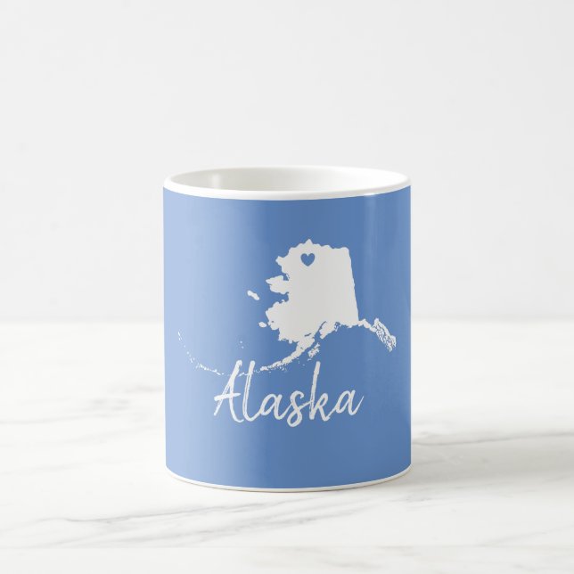 Mug Carte de l'état de l'Alaska avec conception de for (Centre)
