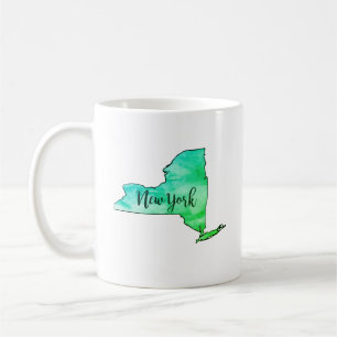 Mug Carte de l'État de New York aquarelle peinture