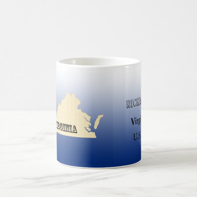 Mug - Carte de l'état de Virginie avec la ville (Centre)