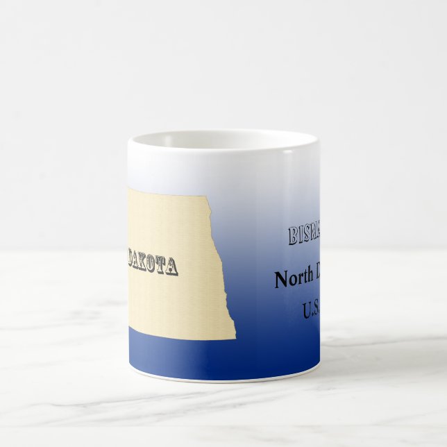 Mug - Carte de l'état du Dakota du Nord avec ville (Centre)